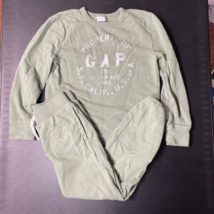 Gap Boy's Green San Francisco Terry Lined Graphic Print Sweater Jogger‎ Pair M